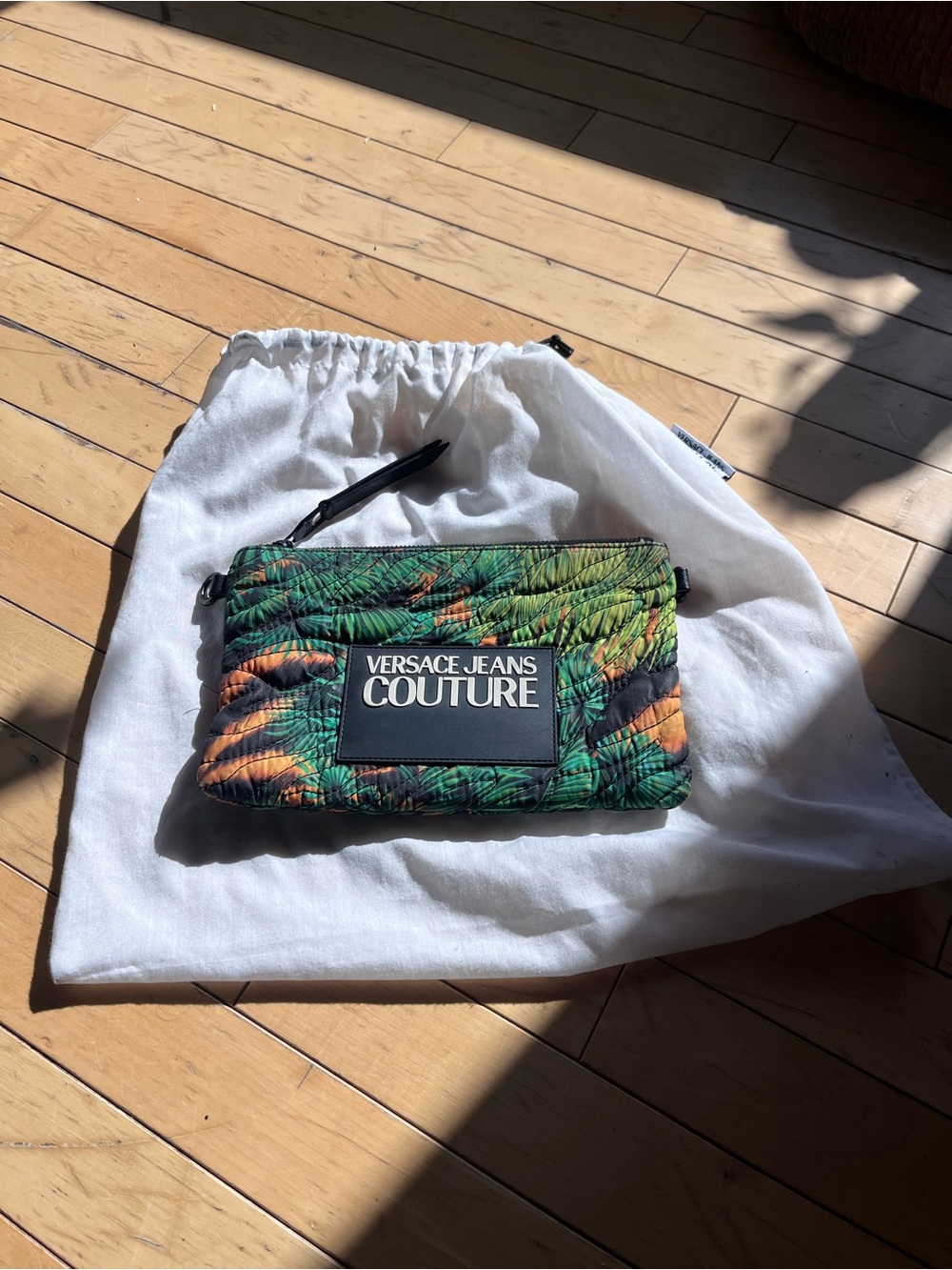 Versace Jeans Collection Green Tropical Quilted Crossbody w/ Pouch